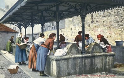 San Remo, Itália, mulheres lavando roupas de Italian Photographer
