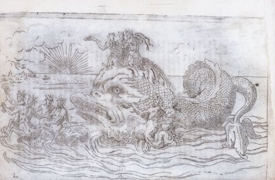Uma Fantástica Carruagem de Peixe, 1579 de Italian School