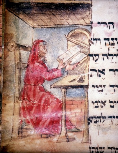 Um médico judeu na sua secretária (vellum) de Italian School