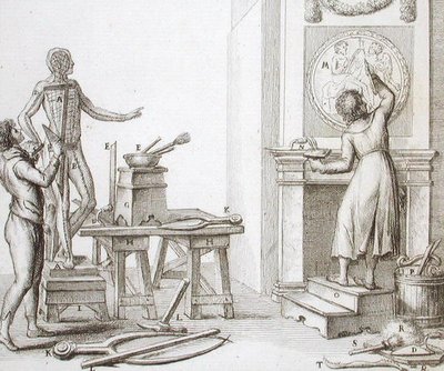 Estúdio de um escultor, c.1800 (gravura) de Italian School