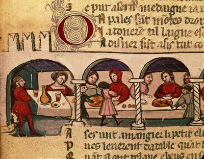 Uma refeição em uma pousada, do Codex Entree dEspagne de Italian School