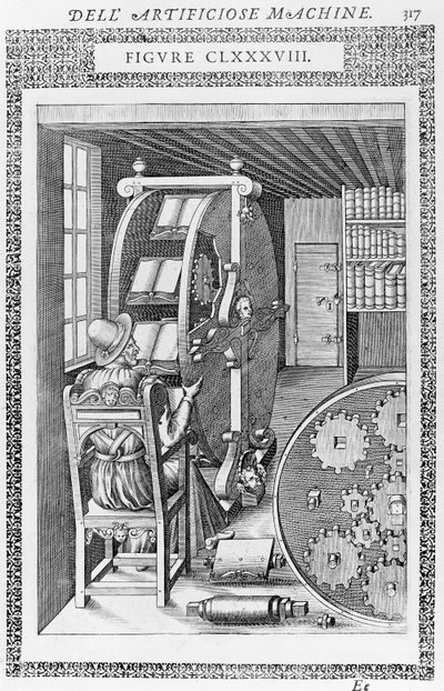 Uma página do livro &39;Le diversos et artificiose machine&39; de Italian School