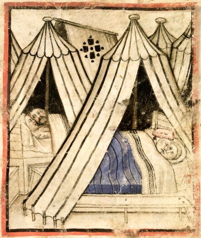 Adicionar 15277 f.51 Os israelitas se entregam à imoralidade sexual com as mulheres moabitas em suas tendas, c.1350-99 (velino) de Italian School