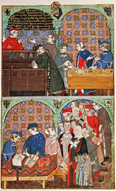 Adicionar 27695 f.8 Contar dinheiro e pagar salários, do Tratado dos Vícios (velino) de Italian School