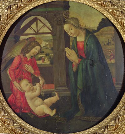 Adoração da Criança (óleo sobre painel) de Italian School