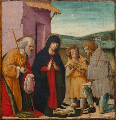 Adoração dos Pastores, c. 1480-1500 (óleo sobre madeira) de Italian School