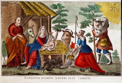 Adoração aos pastores/natividade de Cristo, imagem italiana 18. de Italian School