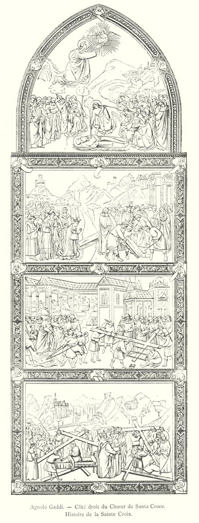 Agnolo Gaddi, lado direito do Coro de Santa Croce, História da Santa Cruz (gravura) de Italian School