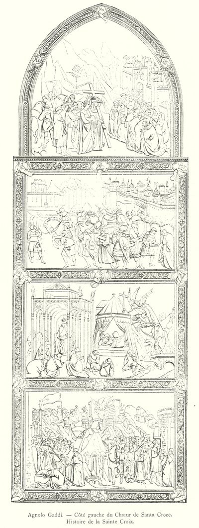 Agnolo Gaddi, lado esquerdo do Coro de Santa Croce, História da Santa Cruz (gravura) de Italian School