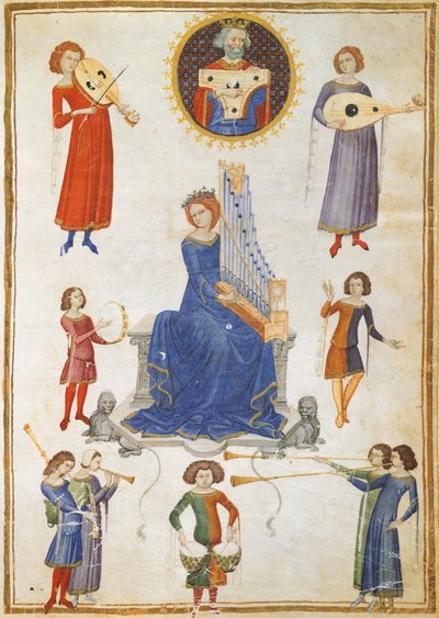 Alegoria da música, manuscrito V A folio 27 do The Music Institute de Severin Boezio de Italian School