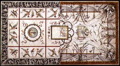 Desenhos alternativos para um tecto Neo-Clássico, c.1800 (caneta e tinta e aguarela sobre papel) de Italian School