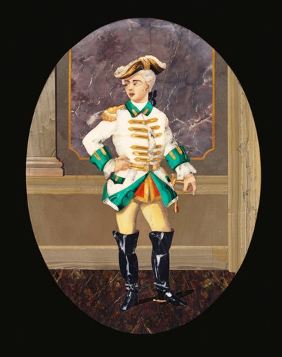 Um painel da pietre dura italiana retratando um cavalheiro (pietre dura) de Italian School