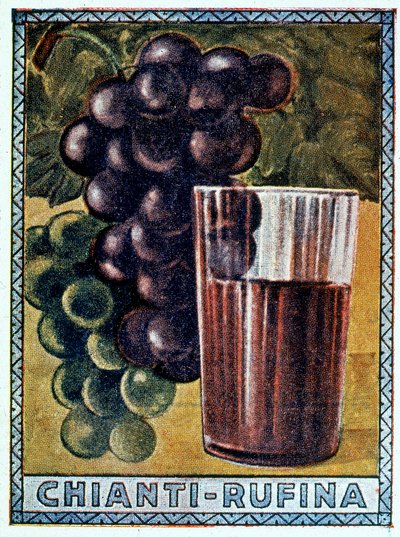 Um cartaz histórico do Chianti Rufina de Italian School