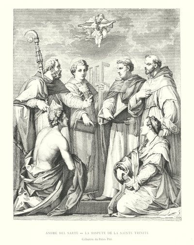 Andre del Sarte, A Disputa da Santíssima Trindade, Colecção Pitti Palace (gravura) de Italian School