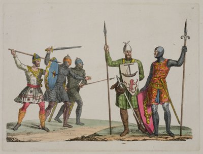Guerreiros Anglo-Saxões, placa 14 da História das Nações (aquatint) de Italian School