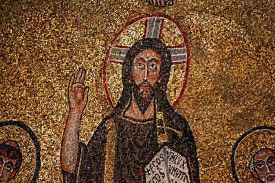 Detalhe de abside com Cristo (mosaico) de Italian School