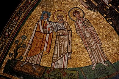 Abside com santos e papa Gregório IV (mosaico) de Italian School