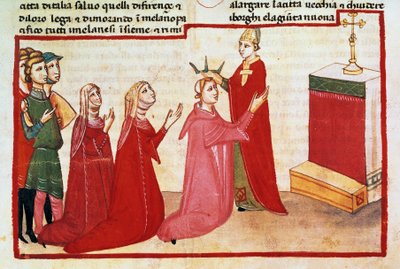 Arcebispo de Milão coroa Henrique VII e sua esposa de Italian School