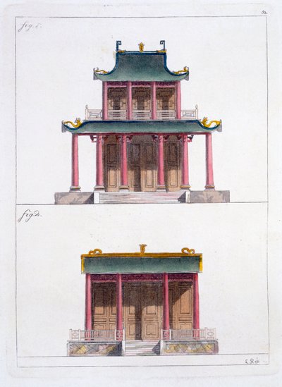 Arco de Ke Koo Fu em Canton, frente e lado, c.1820s-30s de Italian School