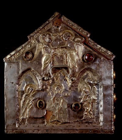 Arca de Barbarossa, com cenas da vida de São João Batista (madeira, folha de prata e pedras de Italian School