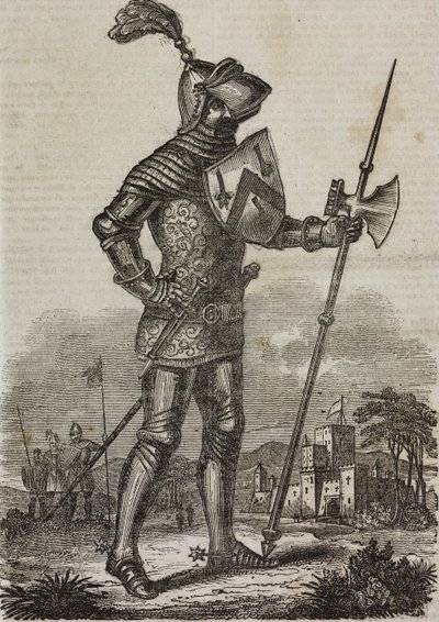 Armadura da época do Rei Henrique V de Inglaterra, ilustração do 