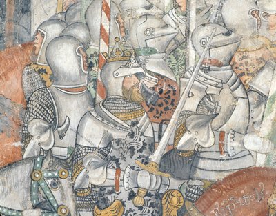 Exército, detalhe de uma cena de batalha (fresco) de Italian School