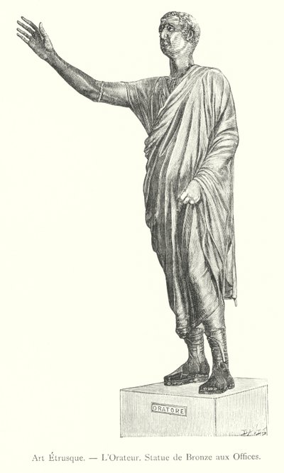 Arte Etrusca, O Orador, Estátua de Bronze no Uffizi (gravura) de Italian School