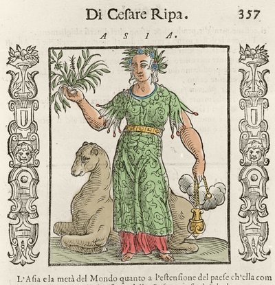 Alegoria asiática com um camelo. Gravura de "Iconologia" de Cesare Ripa (1550 por volta de 1622) de Italian School