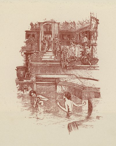 Banho romano (litografia) de Italian School