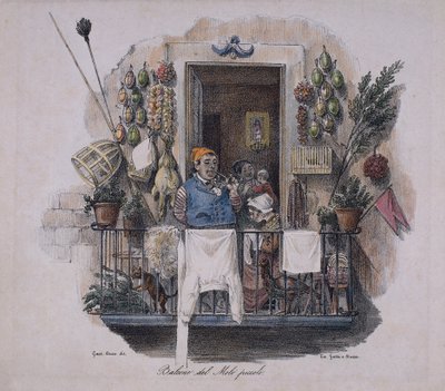 Varanda no Cais Pequeno em Nápoles, Itália,século 19 (litografia) de Italian School