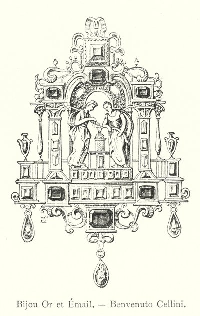 Ouro e Esmalte, Benvenuto Cellini (gravura) de Italian School