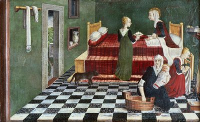 Nascimento da Virgem (compartimento de uma predella), Veneto, c.1480 de Italian School
