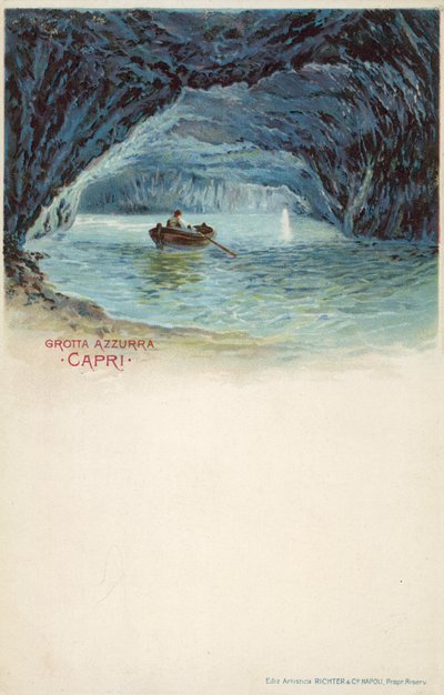 Gruta Azul, Capri (litografia a cores) de Italian School