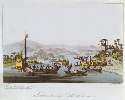Barcos em Cochin China, c. 1820-25 de Italian School