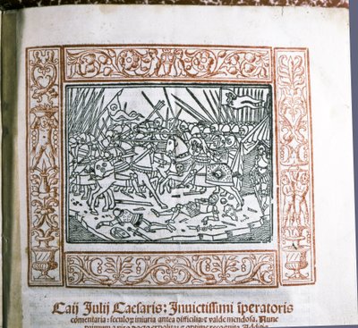 CAESAR Gaius Iulius: Ilustração dos "Commentarii de Bello Gallico" de César, c.15..., c.1511 (miniatura) de Italian School
