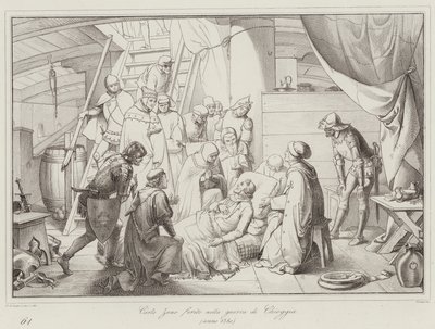 Carlo Zeno ferido na guerra de Chioggia de Italian School