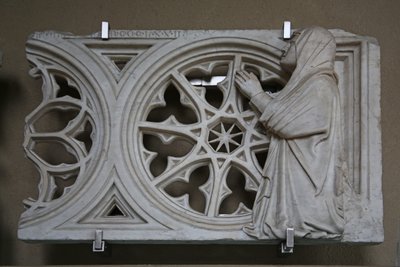 Roda de Rosa Esculpida transena com a esposa doadora, Caterina de Felici de Italian School