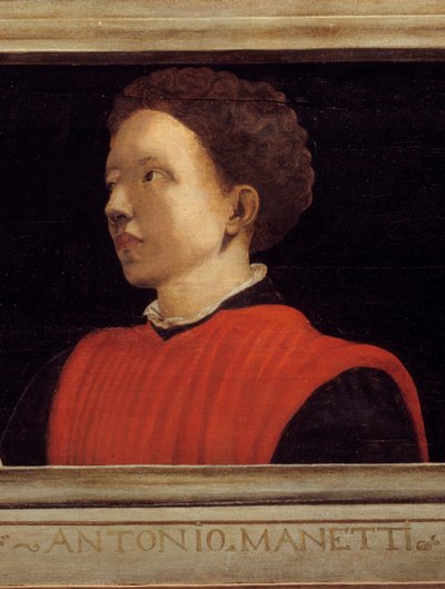 Cassone com 5 retratos do Mestre do Renascimento Florentino com o retrato de Manetti Rutilio di Lorenzo (1571-1639). Escola italiana do século XVI. A inscrição abaixo é provavelmente sucessiva. Musee du Louvre, Paris. de Italian School
