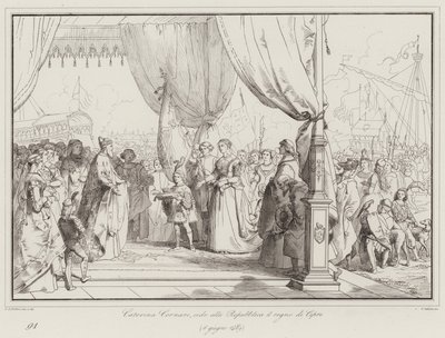 Caterina Cornaro, cede à República o reino de Chipre de Italian School