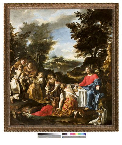 Cristo servido pelos anjos, c.1650-1700 de Italian School