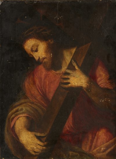 Cristo carregando a Cruz (óleo sobre painel) de Italian School