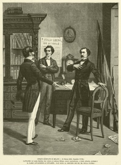 Cinco Dias de Milão, 21 de Março de 1848 (gravura) de Italian School
