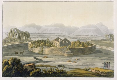 Fortaleza circular de Cannar, Peru, de Le Costume Ancien et Moderne, Volume II, placa 1, por Jules Ferrario, publicado c.1820s-30s de Italian School