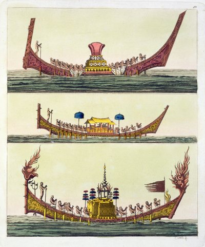 Navios chineses de Cochin, ilustração do traje antigo e moderno por Giulio Ferrario, publicado c.1820s-30s de Italian School
