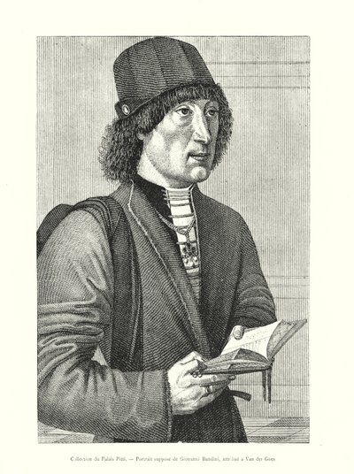 Coleção Pitti Palace, Retrato de Giovanni Bandini, atribuído a Van der Goes (gravura) de Italian School