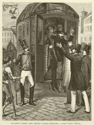 Com Sotaque de Triunfo, Apenas Desmontado do Carro Mazzini disse, "O Etéreo e Fundado Italiano" (gravura) de Italian School