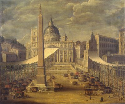 Procissão de Corpus Christi na Piazza San Pietro de Italian School