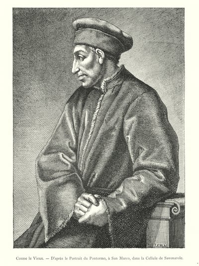 Cosimo o Ancião, Do Retrato do Pontormo, em San Marco, na Célula de Savonarola (gravura) de Italian School