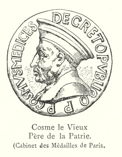 Cosme le Vieux, Pere de la Patrie, Cabinet des Medailles de Paris (gravura) de Italian School