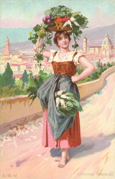 Traje toscano (cromolitho) de Italian School
